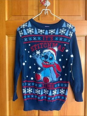 Disney Navy Blue 'It's Stitchmas Time' Holiday Crewneck Sweater